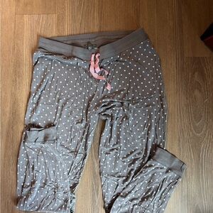 PJ Salvage Gray Star Pajama Pants with Pink Tie